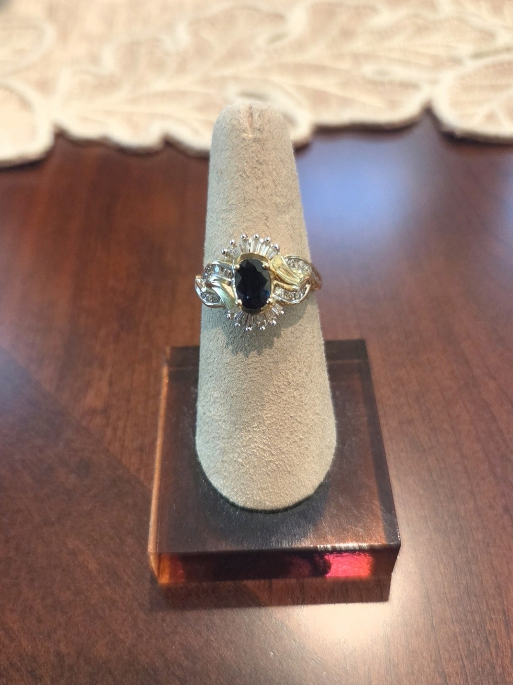 14K Sapphire/Diamond Halo Ring